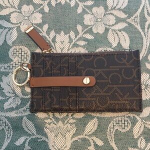 Calvin Klein Brown and Tan Patterned Credit Card Wallet